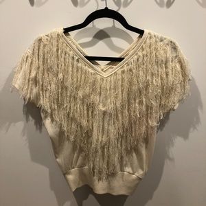 Rare find! 80s Bergdorf Goodman cream fringe top